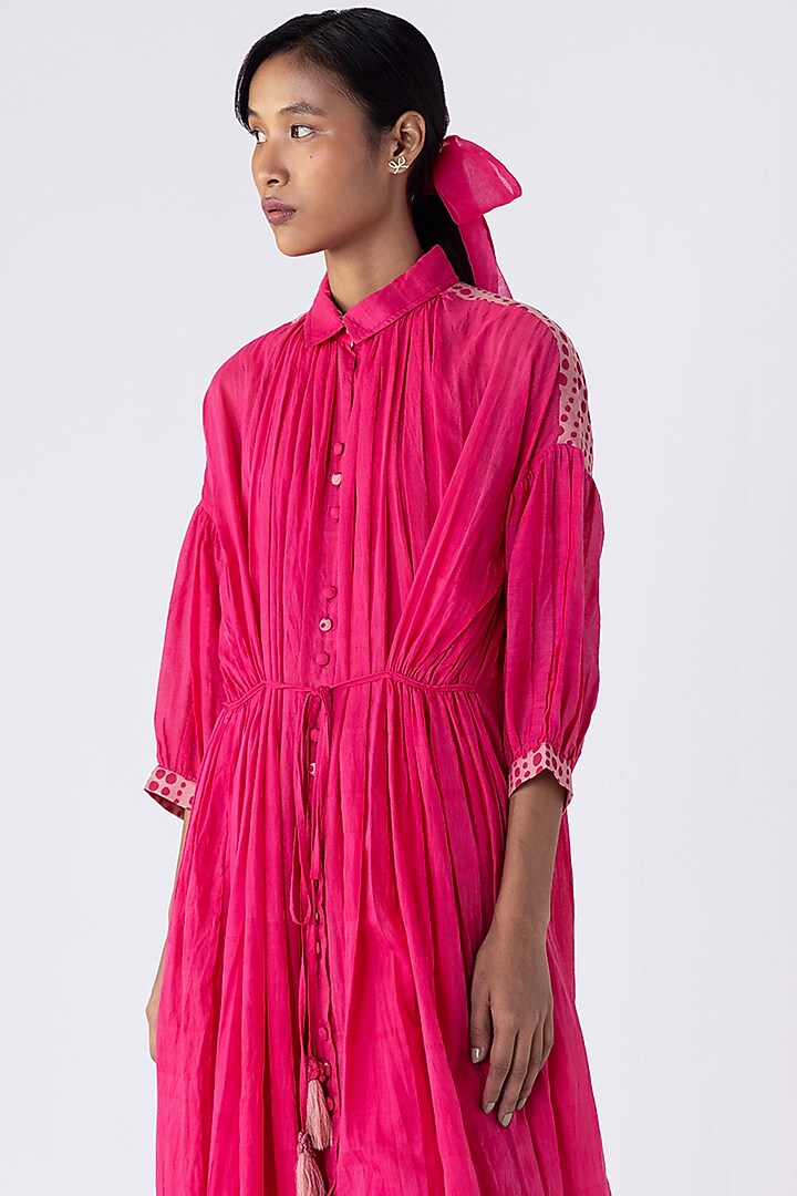 Bright Pink Cotton Silk Tunic Set by Two Fold Store at Pernia's Pop Up Shop