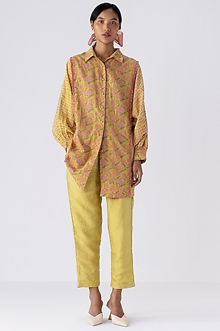Green Hand Block Printed Top by Two Fold Store