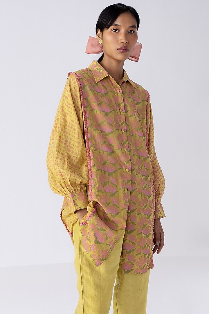 Green Hand Block Printed Top by Two Fold Store at Pernia's Pop Up Shop