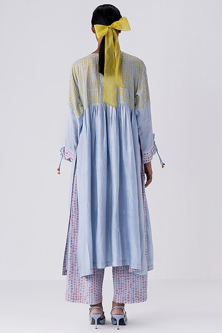 Blue Cotton Silk Printed Tunic by Two Fold Store at Pernia's Pop Up Shop