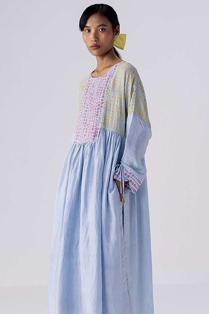 Blue Cotton Silk Printed Tunic by Two Fold Store at Pernia's Pop Up Shop