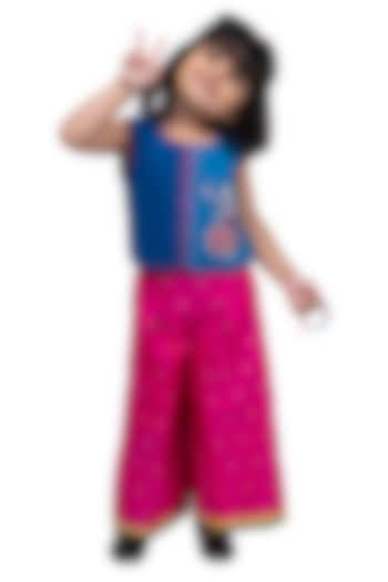 Pink Cotton Palazzo Pant Set For Girls by TWISHA at Pernia's Pop Up Shop