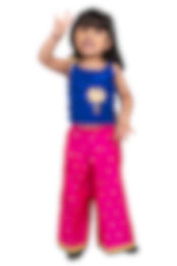 Pink Polyester Palazzo Pant Set For Girls by TWISHA at Pernia's Pop Up Shop