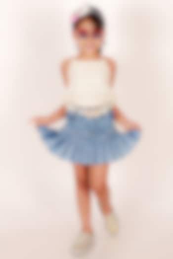 Blue Denim Skirt Set For Girls by TWISHA at Pernia's Pop Up Shop