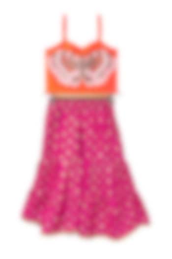 Pink Polyester Printed Sharara Set For Girls by TWISHA at Pernia's Pop Up Shop
