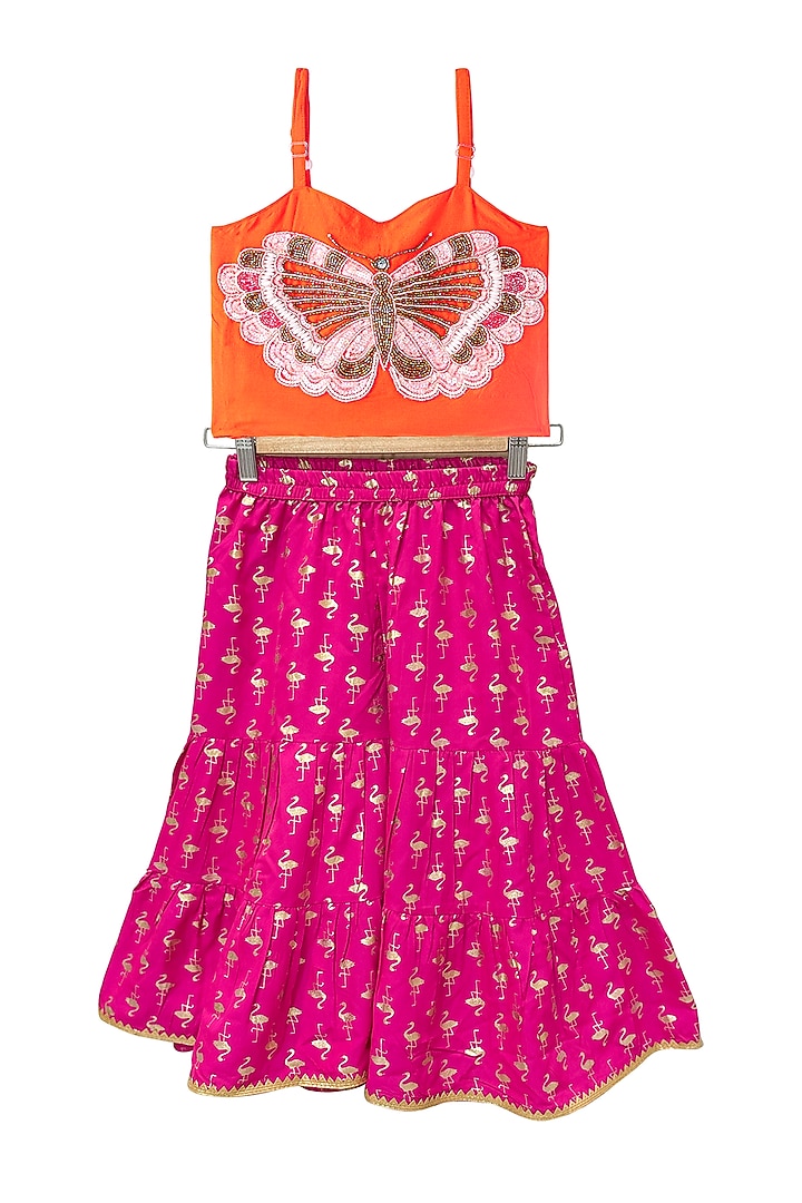 Pink Polyester Printed Sharara Set For Girls by TWISHA at Pernia's Pop Up Shop