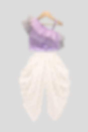 Off-White Polyester Printed Dhoti Set For Girls by TWISHA at Pernia's Pop Up Shop