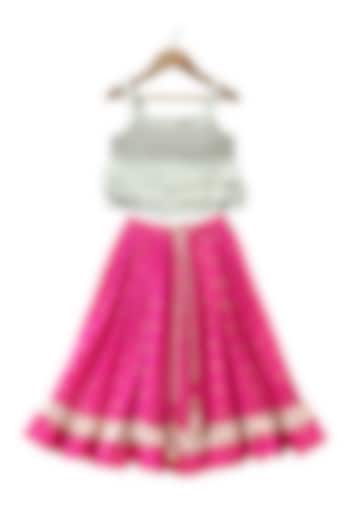 Pink Polyester Printed Lehenga Set For Girls by TWISHA at Pernia's Pop Up Shop