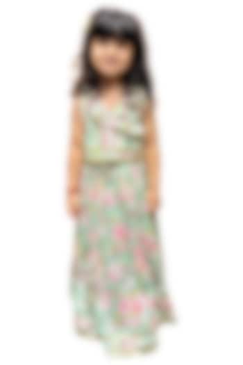 Olive Green Cotton Printed Lehenga Set For Girls by TWISHA at Pernia's Pop Up Shop