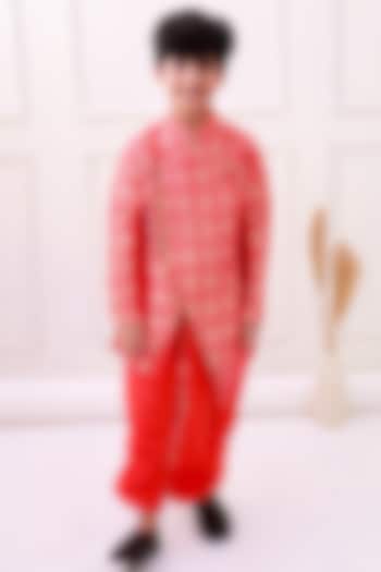 Orange Polyester Dhoti Set For Boys by TWISHA at Pernia's Pop Up Shop