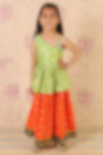 Orange Polyester Printed Skirt Set For Girls by TWISHA at Pernia's Pop Up Shop