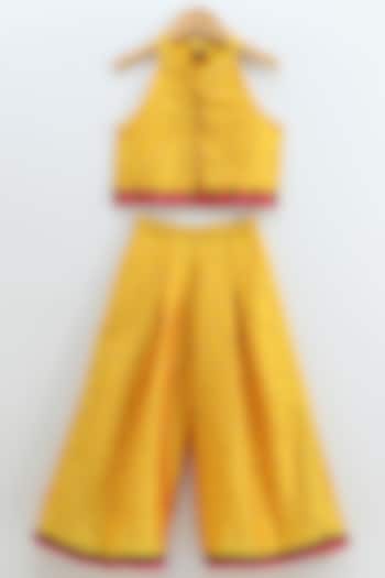Yellow Polyester Sharara Set For Girls by TWISHA