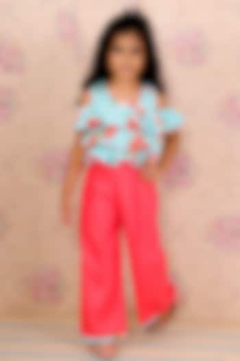 Coral Polyester Palazzo Pant Set For Girls by TWISHA at Pernia's Pop Up Shop