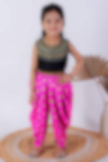 Pink Polyester Dhoti Set For Girls by TWISHA at Pernia's Pop Up Shop