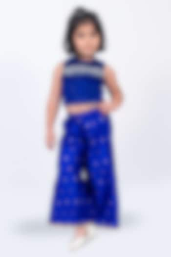 Blue Polyester Palazzo Pant Set For Girls by TWISHA at Pernia's Pop Up Shop