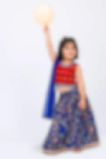 Blue Polyester Printed Lehenga Set For Girls by TWISHA at Pernia's Pop Up Shop