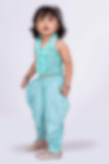 Sea Green Polyester Dhoti Pant Set For Girls by TWISHA at Pernia's Pop Up Shop