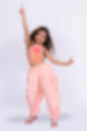 Peach Polyester Dhoti Pant Set For Girls by TWISHA at Pernia's Pop Up Shop