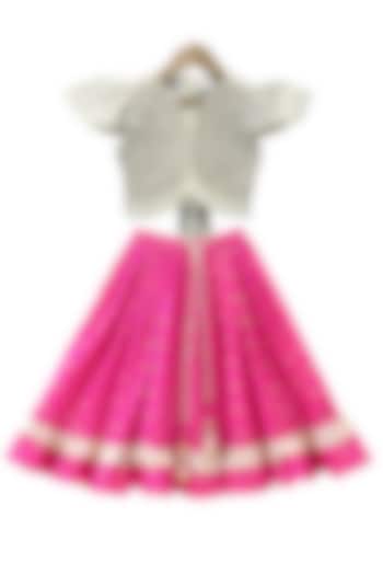 Pink Polyester Printed Lehenga Set For Girls by TWISHA at Pernia's Pop Up Shop
