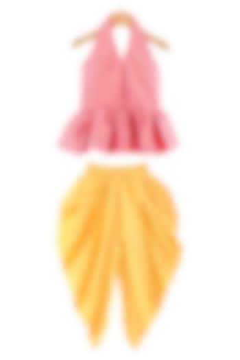 Yellow Cotton Printed Dhoti Set For Girls by TWISHA at Pernia's Pop Up Shop