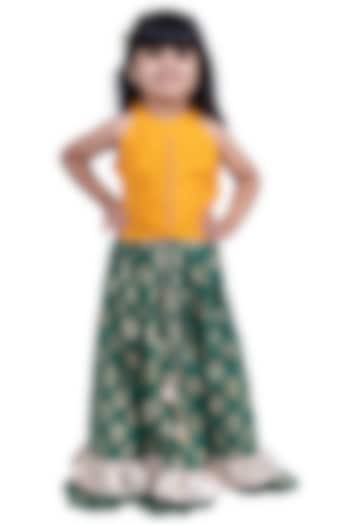 Green Polyester Printed Lehenga Set For Girls by TWISHA at Pernia's Pop Up Shop