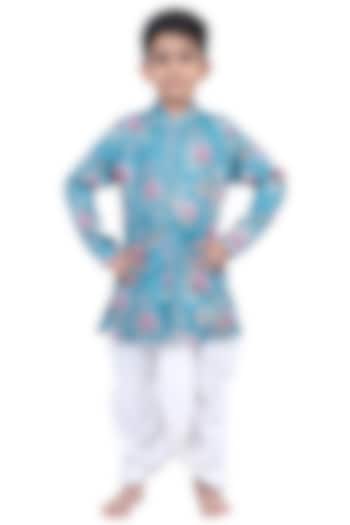 White Polyester Dhoti Set For Boys by TWISHA at Pernia's Pop Up Shop