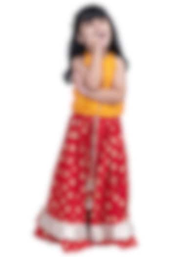 Red Polyester Printed Lehenga Set For Girls by TWISHA at Pernia's Pop Up Shop
