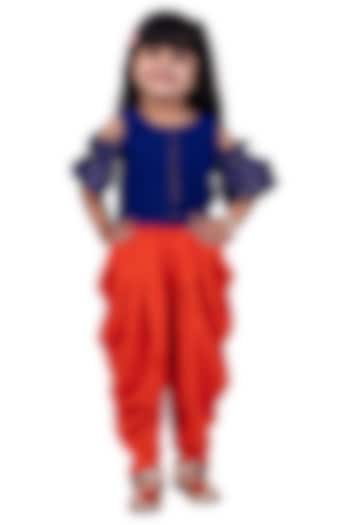 Orange Polyester Printed Dhoti Set For Girls by TWISHA at Pernia's Pop Up Shop