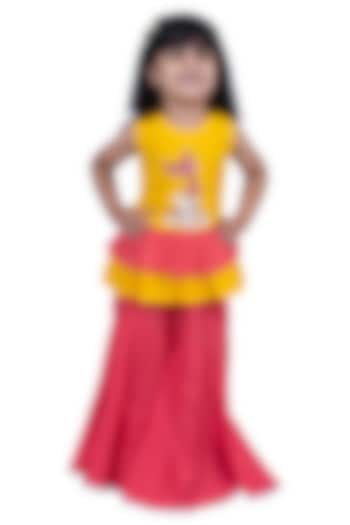 Coral Cotton Sharara Set For Girls by TWISHA at Pernia's Pop Up Shop