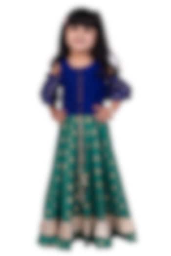 Green Polyester Printed Lehenga Set For Girls by TWISHA at Pernia's Pop Up Shop
