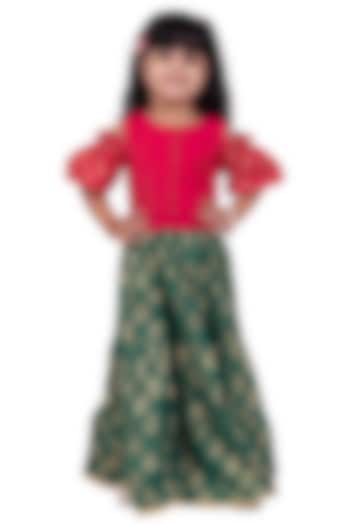 Green Polyester Printed Sharara Set For Girls by TWISHA at Pernia's Pop Up Shop