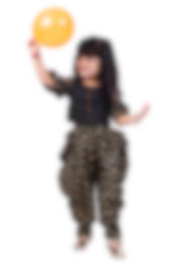 Black Polyester Dhoti Set For Girls by TWISHA at Pernia's Pop Up Shop