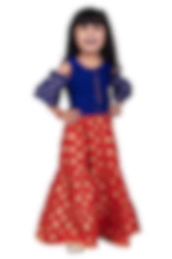 Red Polyester Printed Sharara Set For Girls by TWISHA at Pernia's Pop Up Shop