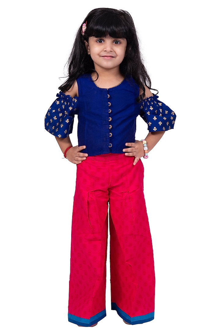 Pink Polyester Printed Palazzo Pant Set For Girls by TWISHA at Pernia's Pop Up Shop