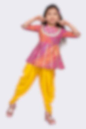 Yellow Cotton Printed Dhoti Set For Girls by TWISHA at Pernia's Pop Up Shop