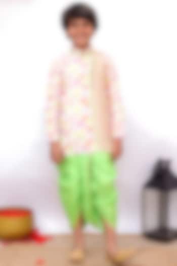 Lime Green Cotton Dhoti Set For Boys by TWISHA at Pernia's Pop Up Shop