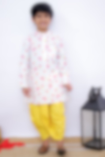 Yellow Polyester Dhoti Set For Boys by TWISHA at Pernia's Pop Up Shop