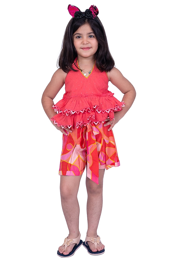 Coral Cotton Co-Ord Set For Girls by TWISHA at Pernia's Pop Up Shop