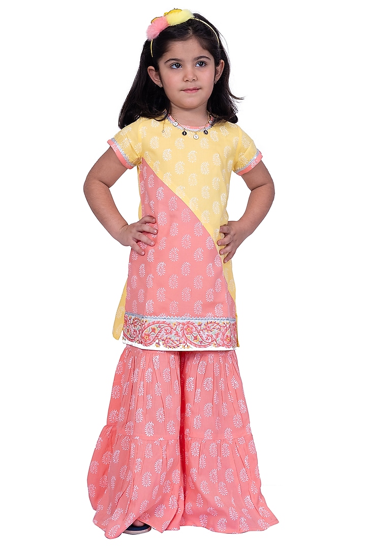 Coral Rayon Sharara Set For Girls by TWISHA at Pernia's Pop Up Shop