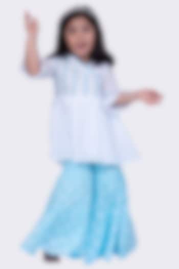 Blue Cotton Sharara Set For Girls by TWISHA at Pernia's Pop Up Shop