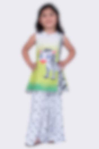 White Polyester Printed Sharara Set For Girls by TWISHA at Pernia's Pop Up Shop