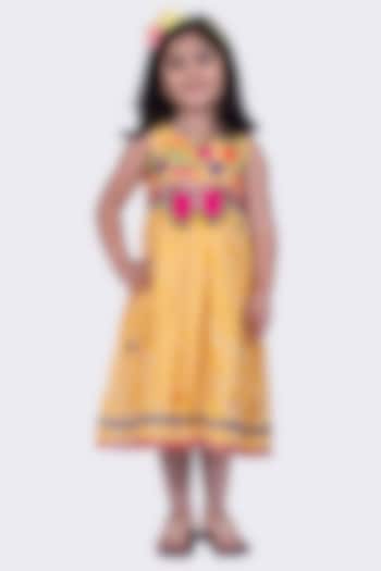 Yellow Cotton Printed & Embroidered Dress For Girls by TWISHA at Pernia's Pop Up Shop