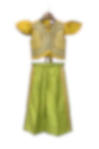 Lime Green Polyester Embellished Palazzo Pant Set For Girls by TWISHA at Pernia's Pop Up Shop