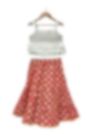 Red Polyester Printed Lehenga Set For Girls by TWISHA at Pernia's Pop Up Shop