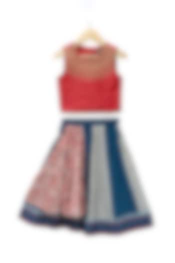 Blue Polyester Printed Lehenga Set For Girls by TWISHA at Pernia's Pop Up Shop