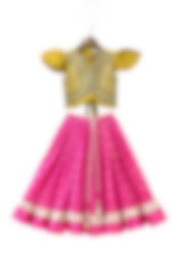 Pink Polyester Printed Lehenga Set For Girls by TWISHA at Pernia's Pop Up Shop