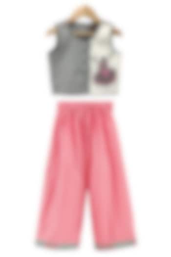 Coral Cotton Printed Palazzo Pant Set For Girls by TWISHA at Pernia's Pop Up Shop