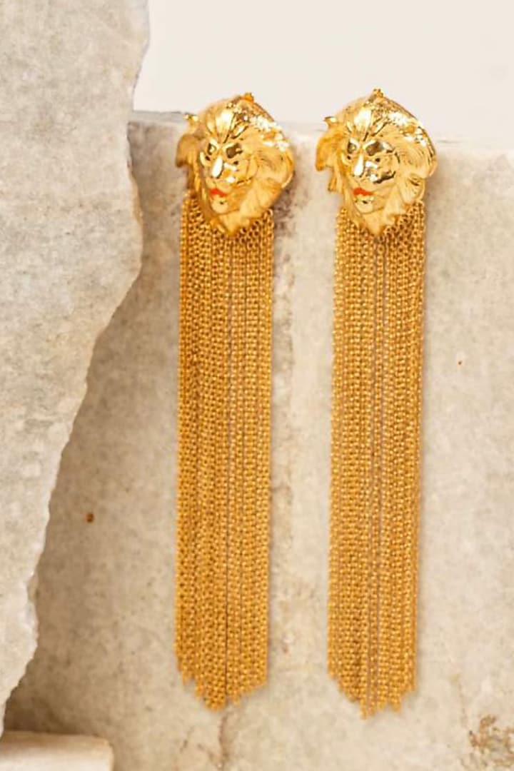 Gold Plated Enamelled Dangler Earrings by TWYLA TREASURES at Pernia's Pop Up Shop