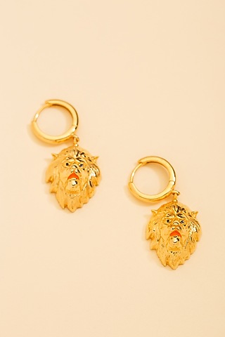 Gold Plated Enamelled Dangler Earrings by TWYLA TREASURES