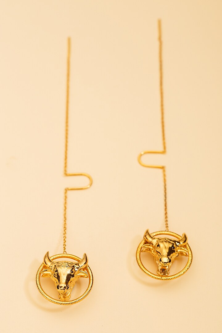 Gold Plated Enamelled Dangler Earrings by TWYLA TREASURES